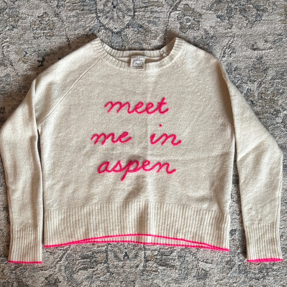Cozy Cream Sweater with Pink Script